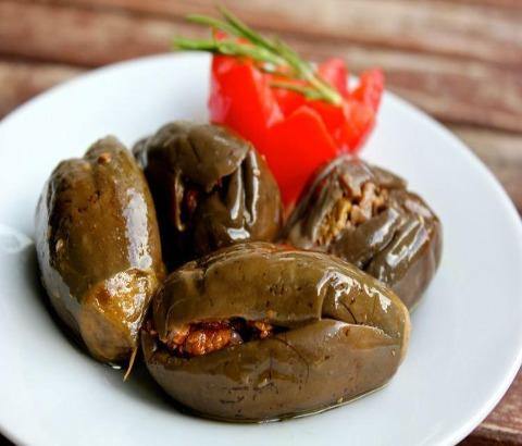 Stuffed pickled eggplant with walnut in oil - Mama Alice